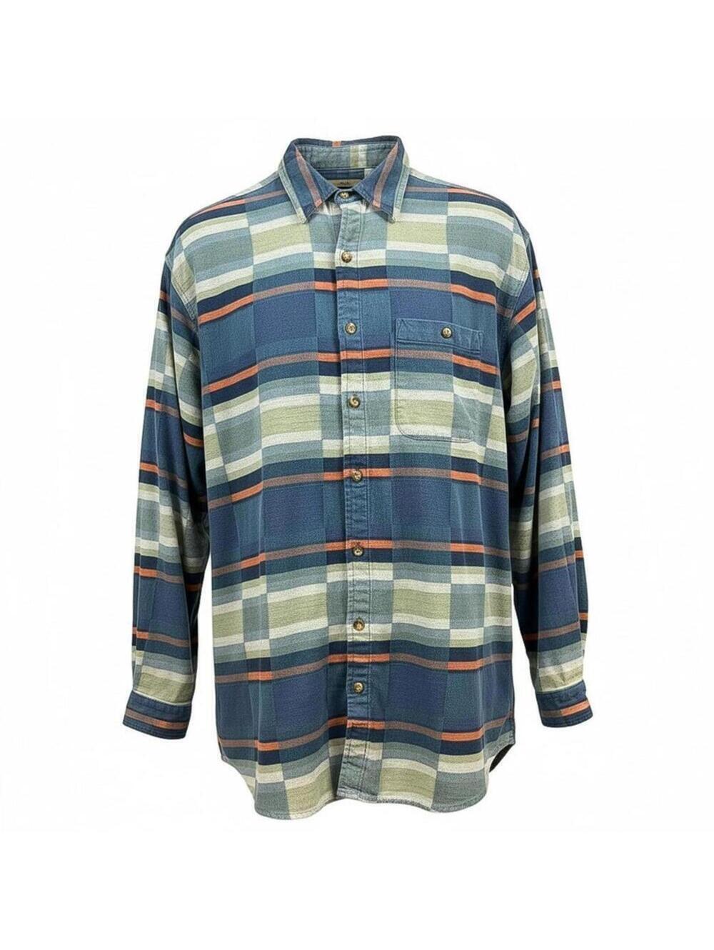 Vtg The Territory Ahead Flannel Shirt Mens Size XLT Multi Colored Stripe